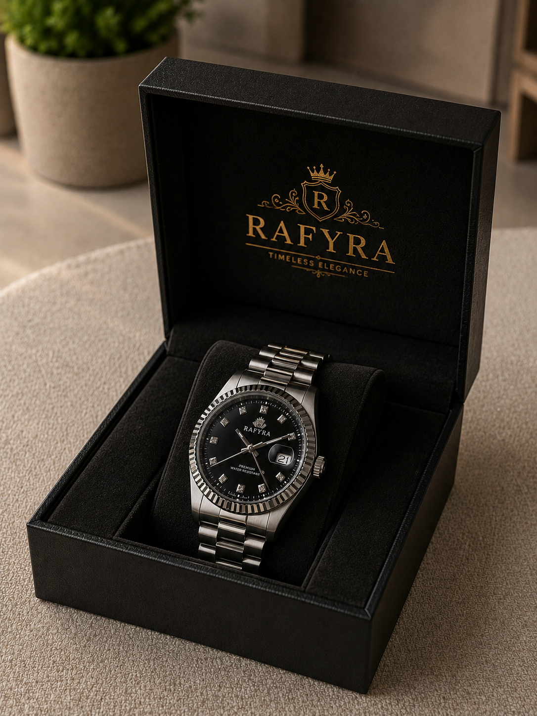 Black Dial Steel Watch – Signature Edition