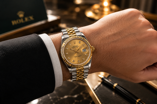 Men’s Two-Tone Stainless Steel Date Watch – Gold Dial