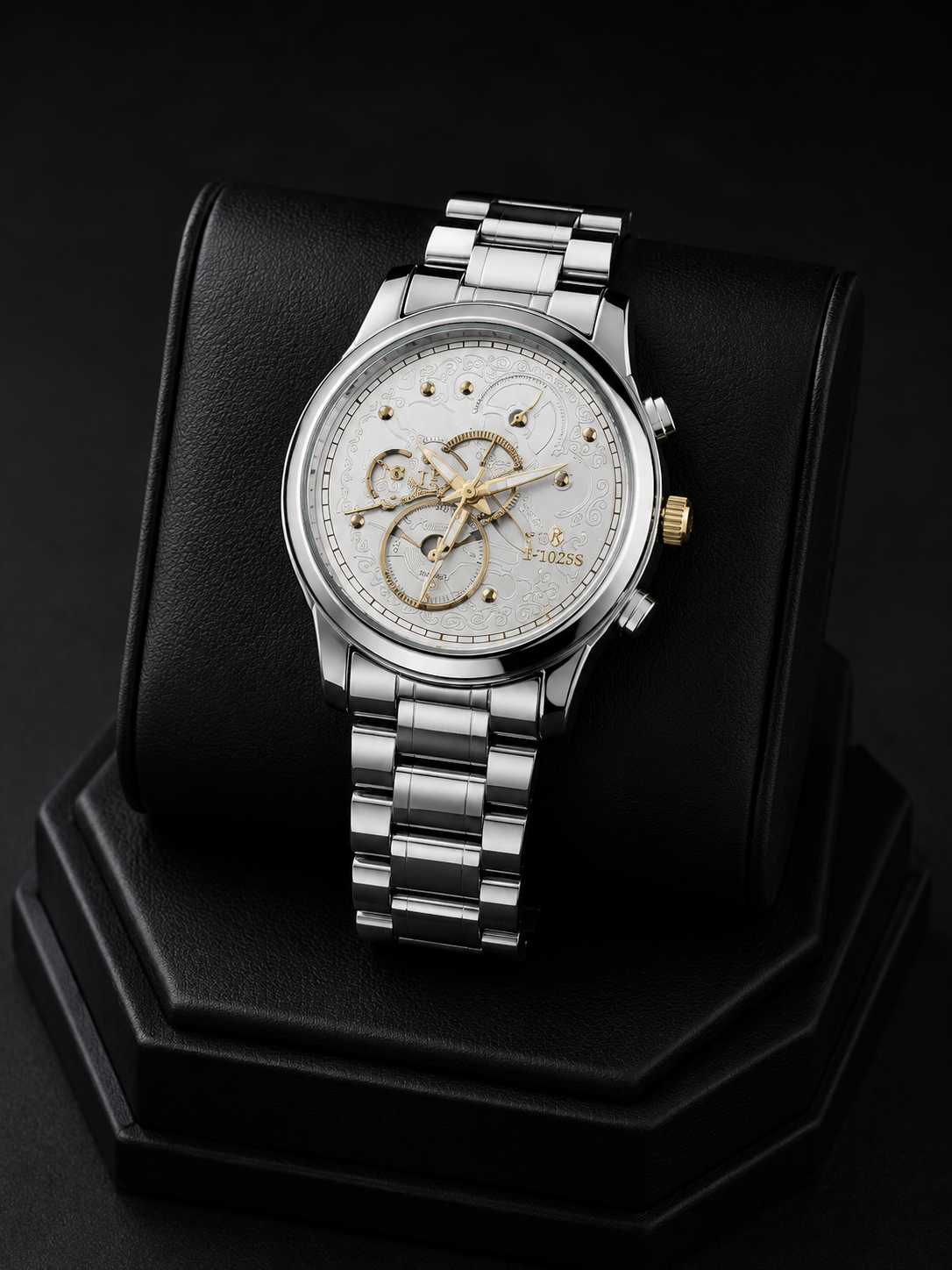 Luxury Silver Skeleton Dial Watch – Premium Stainless Steel Men’s Wristwatch