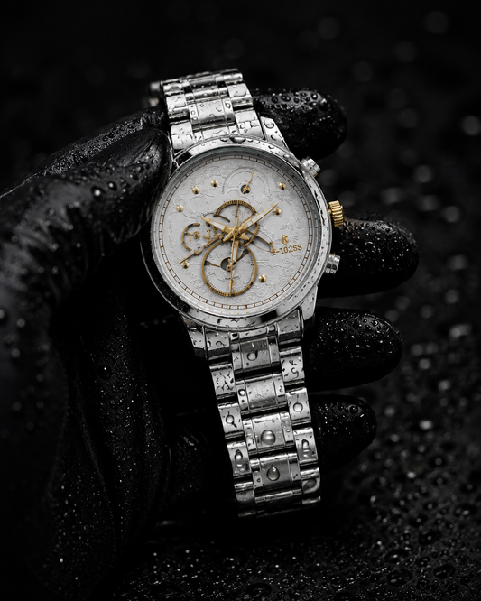 Luxury Silver Skeleton Dial Watch – Premium Stainless Steel Men’s Wristwatch