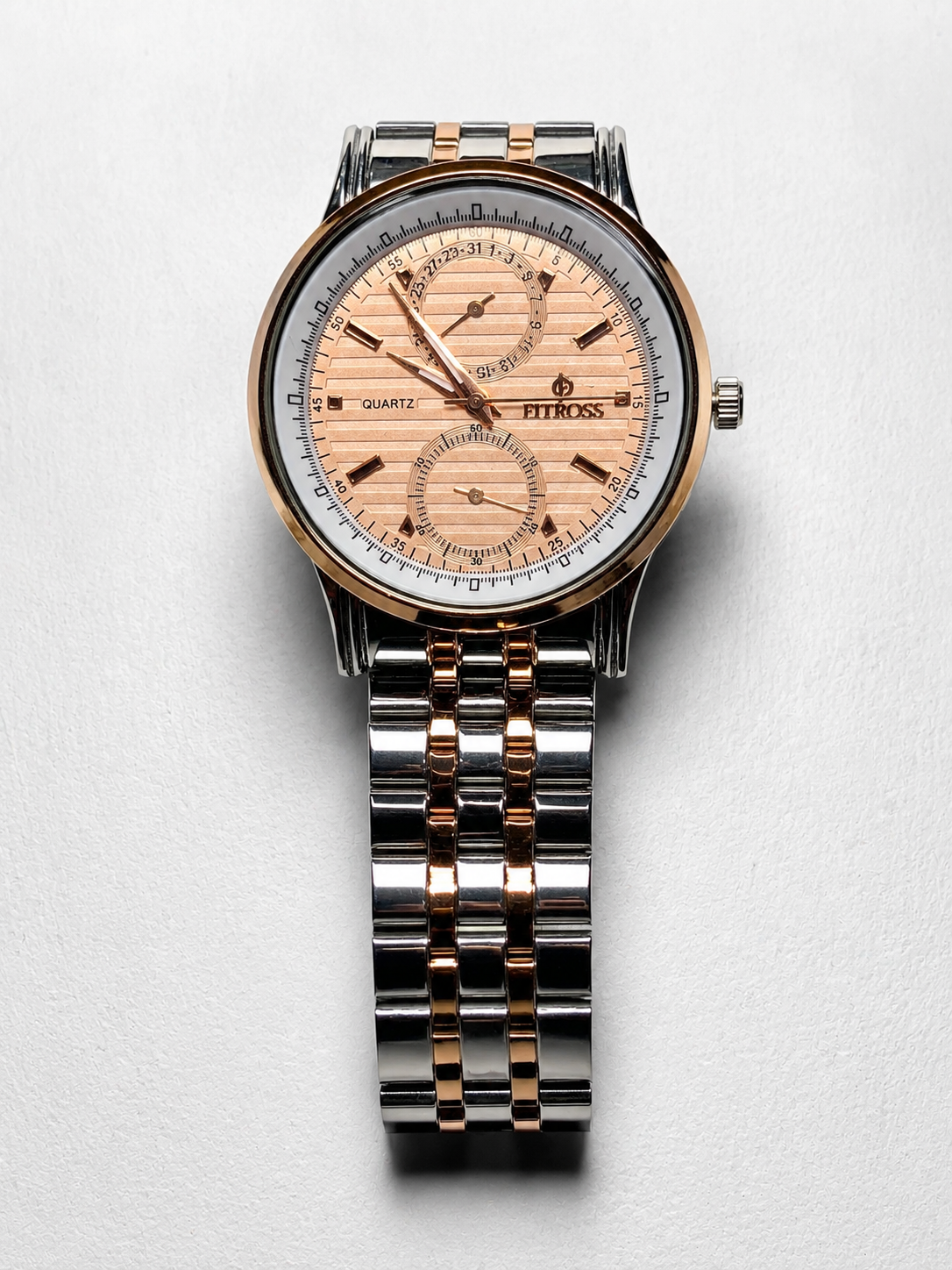 FITROSS Premium Rose Gold & Silver Quartz Watch